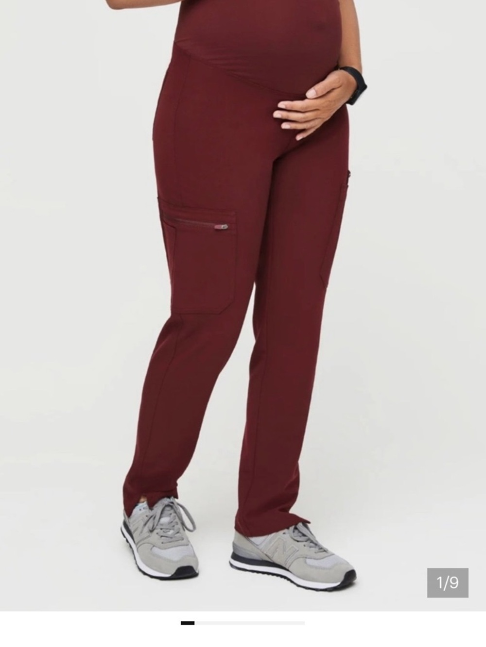 FIGS Women's Yolanda Maternity Scrub Pants in Deep Burgundy